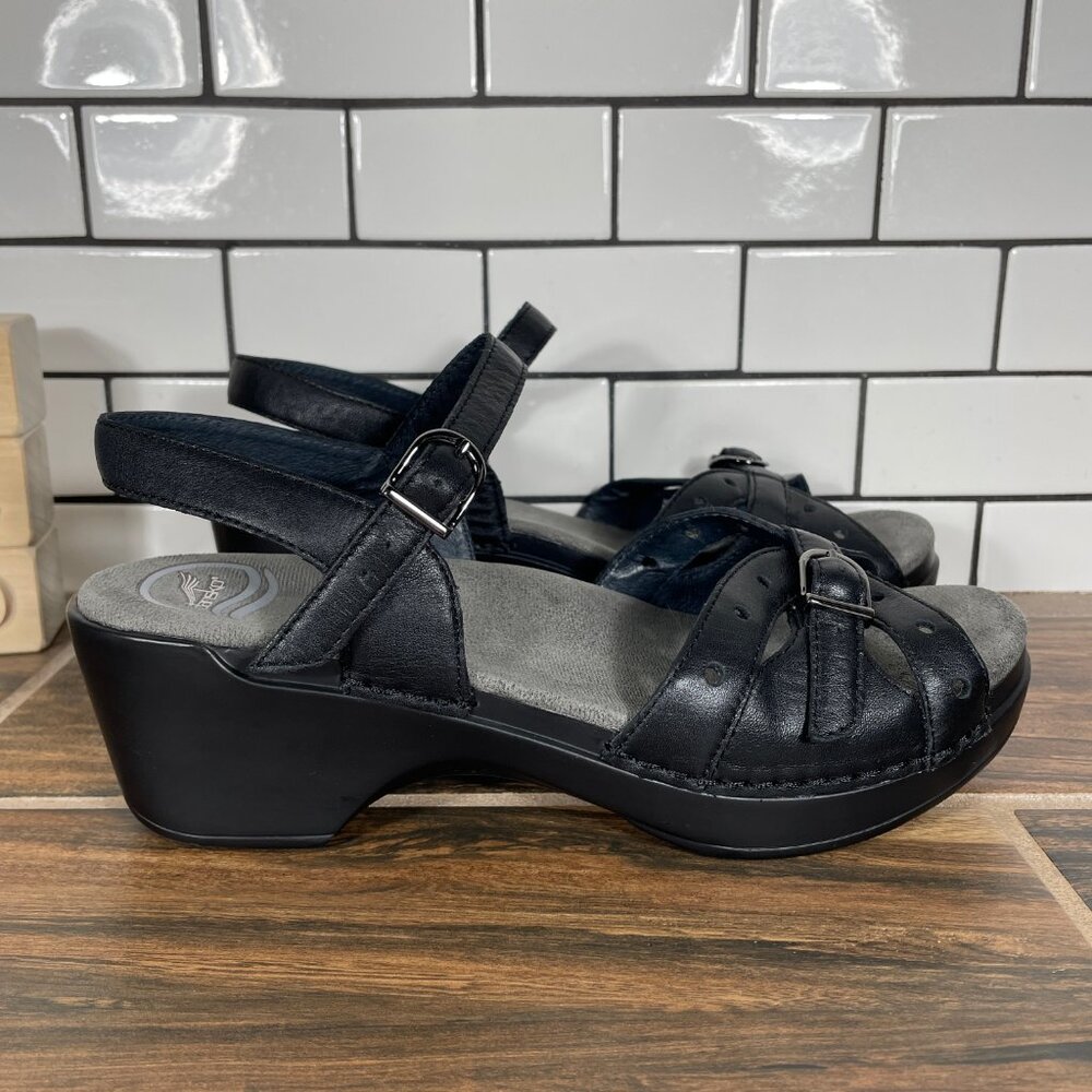 Dansko Sissy Womens Size EU 40 Shoes Black Leather Strappy Comfort Sandal - Picture 3 of 14